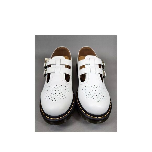 Dr. Martens Sz 8 White Mary Jane Shoes Buckle Doc Martens 8065 Smooth Leather - Picture 5 of 13